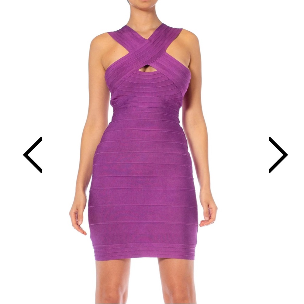 Herve Leger bandage light purple bodycon dress